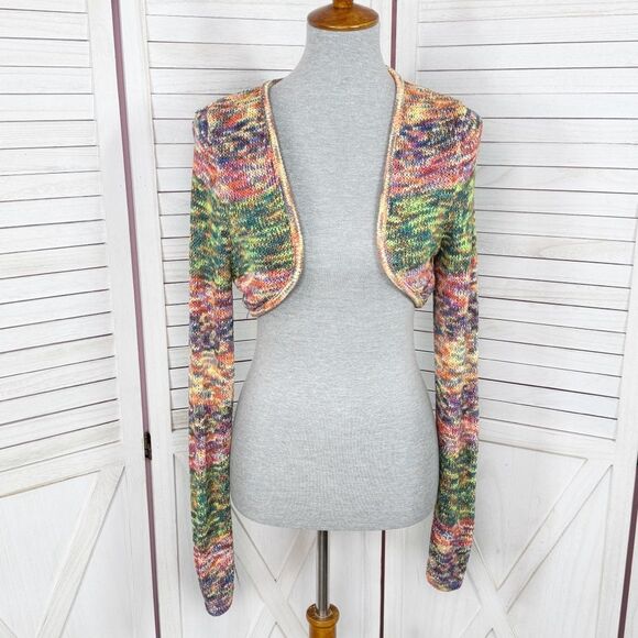 Gabrielle Union Marled Rainbow Knit Shrug Sweater Long Sleeve Multicolor Medium - Picture 1 of 12